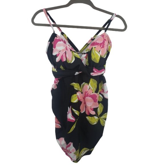 Xhilaration One Piece Swimsuit Floral Red White L - Picture 1 of 9